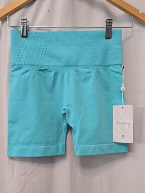 BuffBunny Seamless High-Rise Bike Shorts in Turquoise